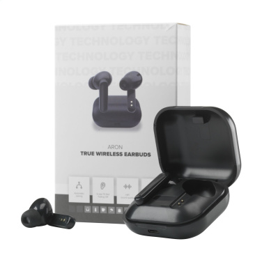 Logo trade promotional products picture of: Aron TWS Wireless Earbuds in Charging Case